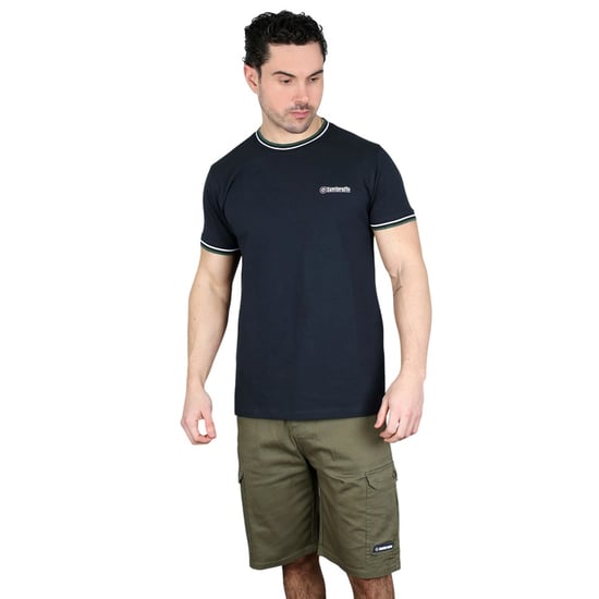 Lambretta Heren AW24 Twin Tip Pique T-shirt (Marine, Wit, Groen) - Image 3