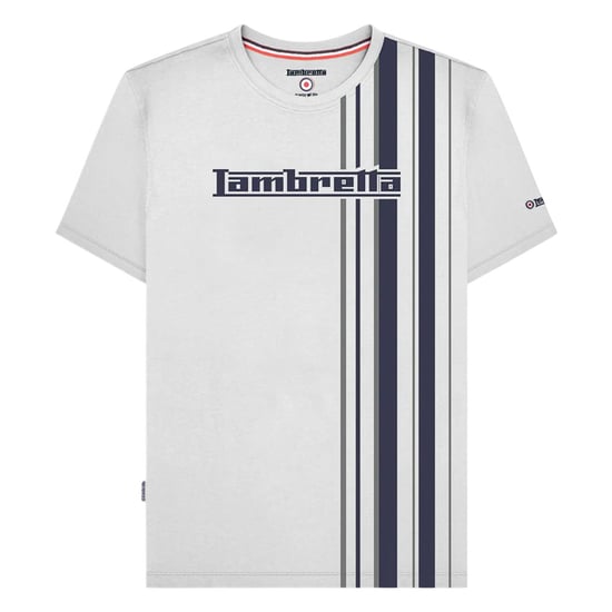 Lambretta Heren Racing Stripe T-shirt (Wit/Navy/Grijs) - Image 1