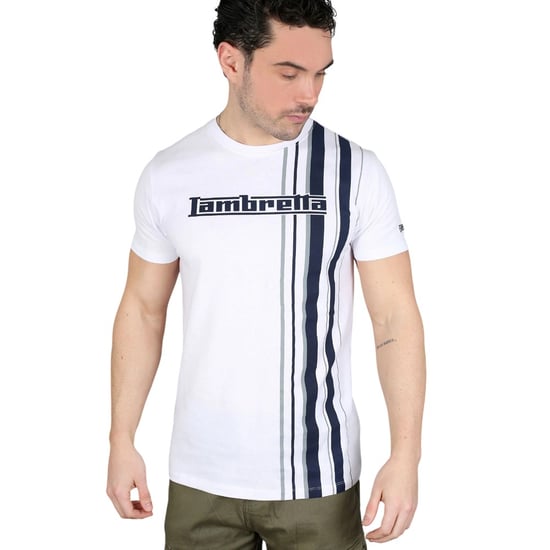 Lambretta Heren Racing Stripe T-shirt (Wit/Navy/Grijs) - Image 3