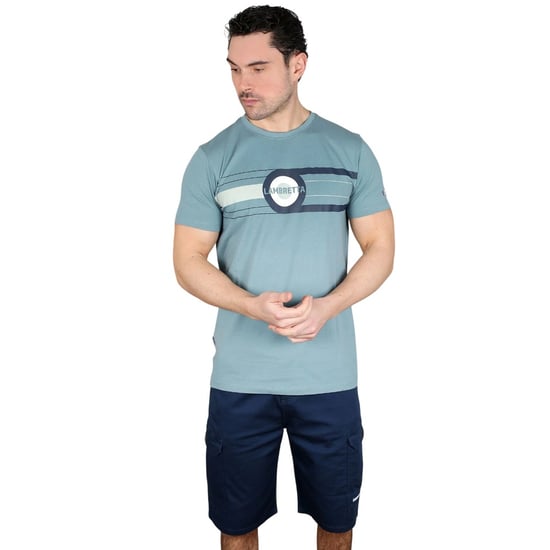 Lambretta Heren Target Band T-Shirt (Rookblauw) - Image 6
