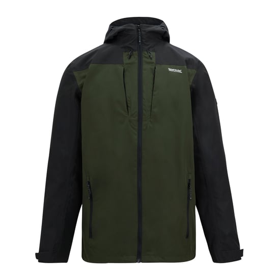Regatta Mens Calderdale Colour Block Waterproof Jacket (Khaki Green/Black) - Image 1