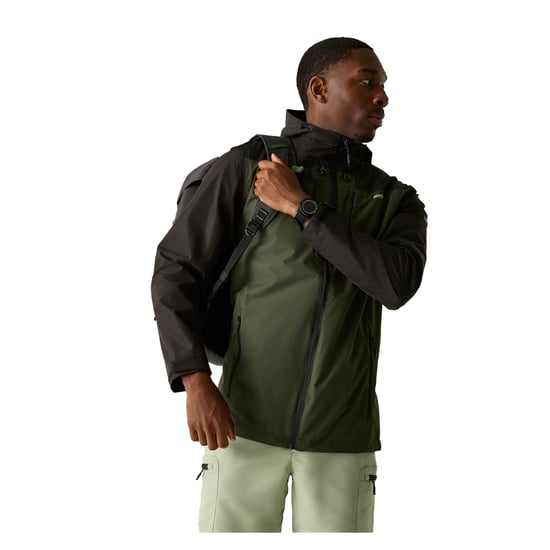 Regatta Mens Calderdale Colour Block Waterproof Jacket (Khaki Green/Black) - Image 4