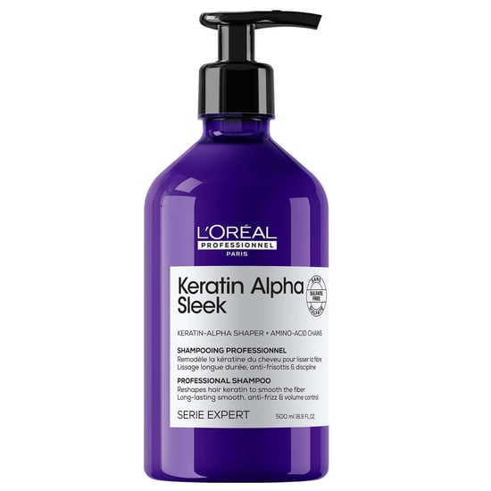 L'Oréal Professionnel Keratin Alpha Sleek Anti-Frizz Smoothing Shampoo 500ml - Image 1