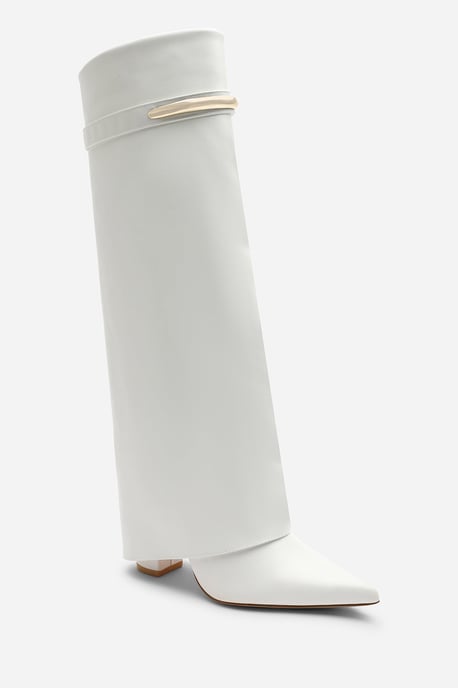 Wheres That From Womens Nareva Fold Over Shark Block Heel Point Toe Boots With Trim Detail - Image 4