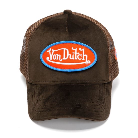 Von Dutch Velvet Trucker Brown/Red/Blue Caps - Image 1