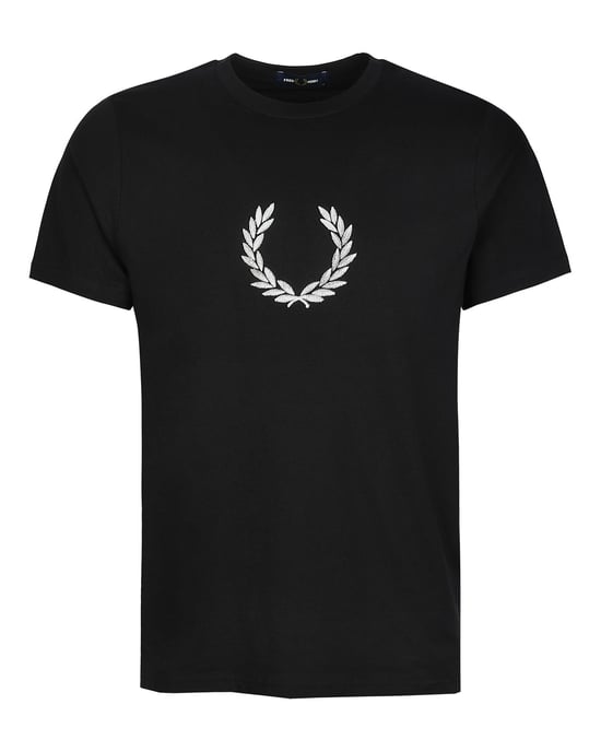 Fred Perry Textured Laurel Wreath T-Shirt Black - Image 1