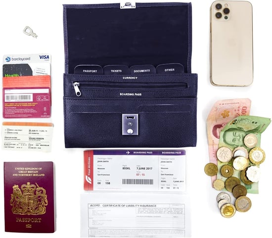 Passport Holder Travel Document Wallet Organiser in Navy - Image 2