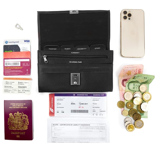 Passport Holder Travel Document Wallet Organiser in Black - Image 3