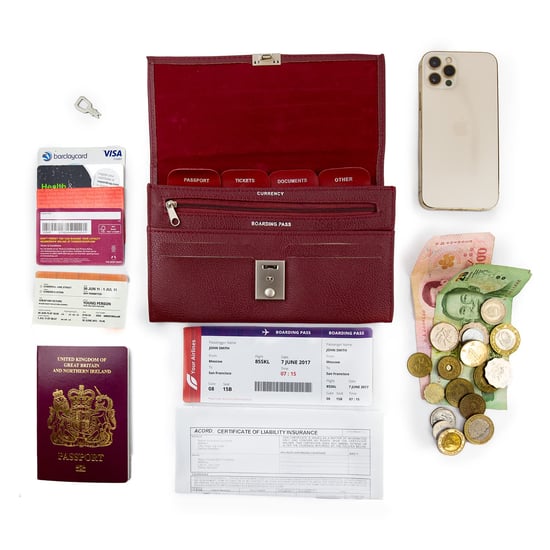 Passport Holder Travel Document Wallet Organiser in Burgundy - Image 2