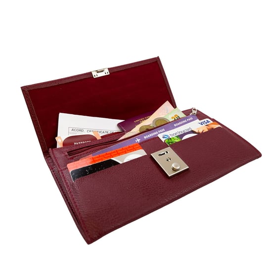 Passport Holder Travel Document Wallet Organiser in Burgundy - Image 5