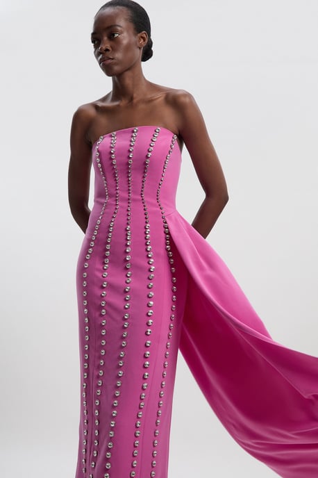 Tall Crystal Embellished Woven Plunge Detail Maxi Dress - Image 1