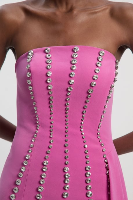 Tall Crystal Embellished Woven Plunge Detail Maxi Dress - Image 3