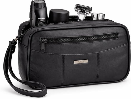 Men's Leather Wash Bag, Compact Travel Toiletry Bag - Image 1