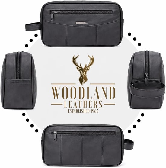 Men's Leather Wash Bag, Compact Travel Toiletry Bag - Image 5