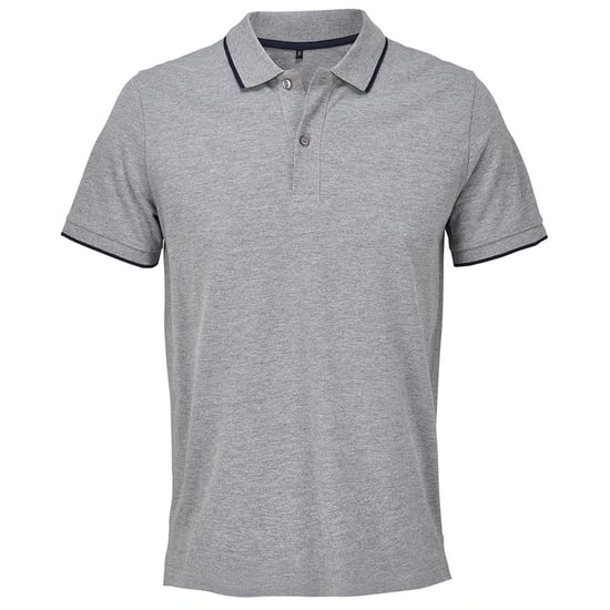 SOLS Volwassen Unisex Palermo Poloshirt (Grijze Marl/Franse marine) - Image 1