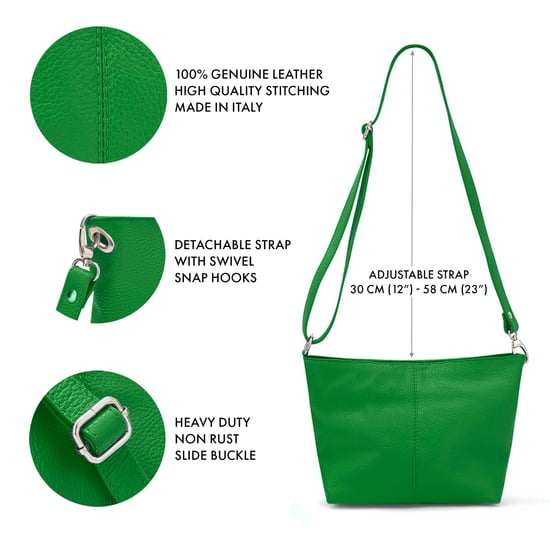 Women's Italian Leather Handbag Shoulder Bag in Green - Image 4