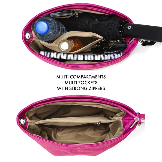 Women's Italian Leather Handbag Shoulder Bag in Fuchsia - Image 5
