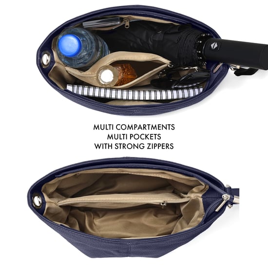 Women's Italian Leather Handbag Shoulder Bag in Navy - Image 5