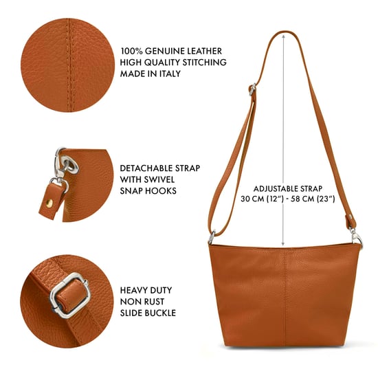 Women's Italian Leather Handbag Shoulder Bag in Tan - Image 4