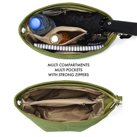 Women's Italian Leather Handbag Shoulder Bag in Olive Green - Image 5