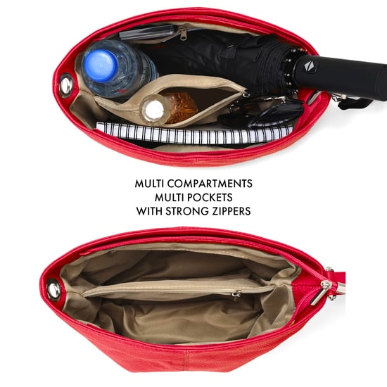 Women's Italian Leather Handbag Shoulder Bag in Red - Image 5