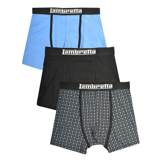 Lambretta Mens Boxer Shorts (Pack of 3) (Black/Blue) - Image 1