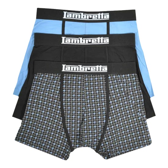 Lambretta Mens Boxer Shorts (Pack of 3) (Black/Blue) - Image 2