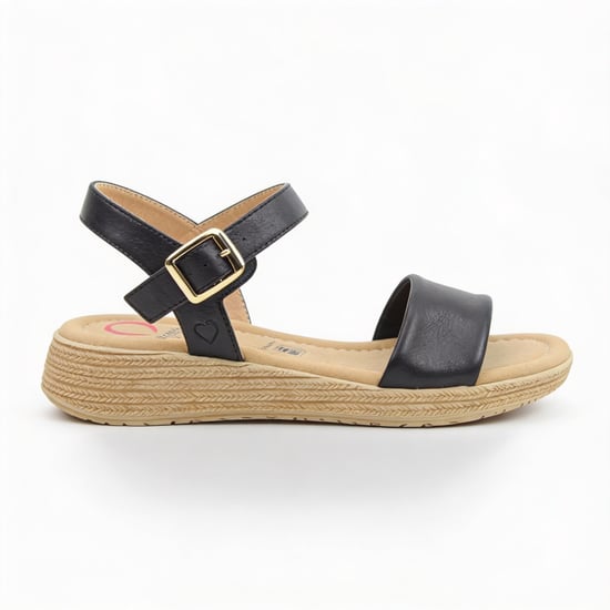 Heavenly Feet Sara Womens Platform Sandals Black - Image 1