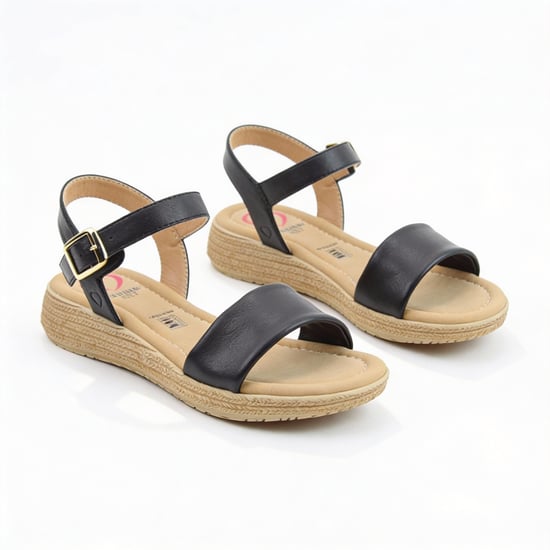 Heavenly Feet Sara Womens Platform Sandals Black - Image 5