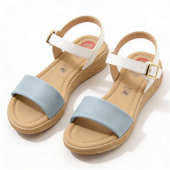 Heavenly Feet Sara Womens Platform Sandals Blue/white - Image 5