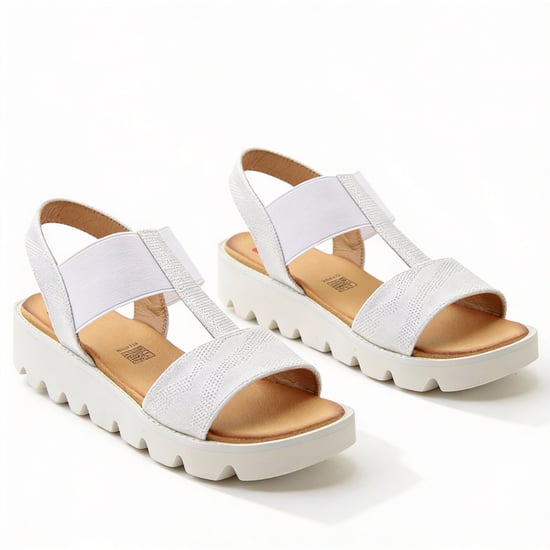 Heavenly Feet Ritz Shimmer Womens Slingback Sandals White/silver - Image 2