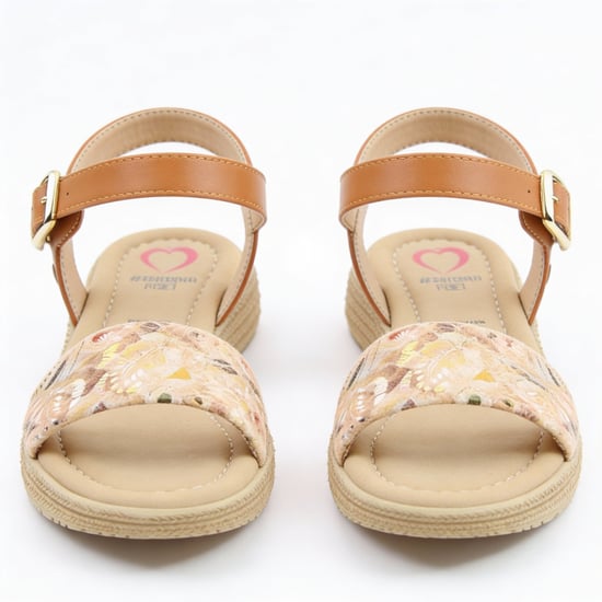 Heavenly Feet Sara Womens Platform Sandals Tan/gold Multi - Image 2