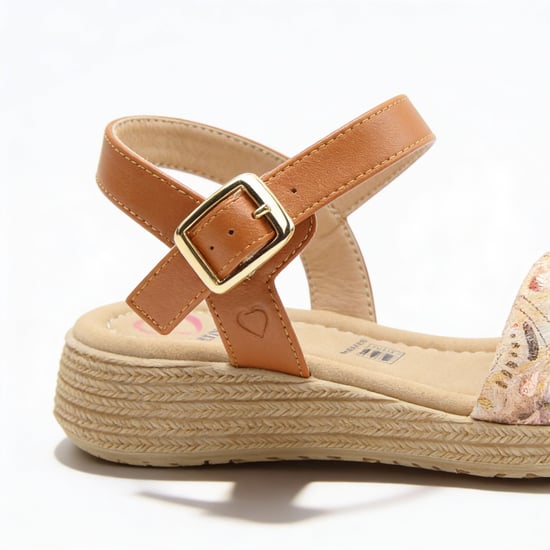 Heavenly Feet Sara Womens Platform Sandals Tan/gold Multi - Image 3