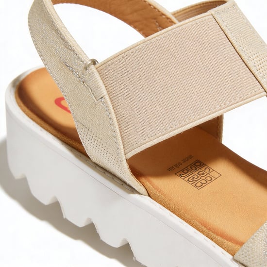 Heavenly Feet Ritz Shimmer Womens Slingback Sandals Beige/gold - Image 3