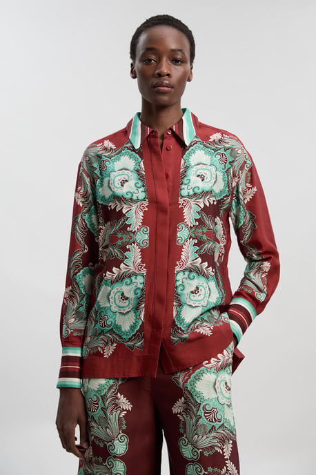 Mirrored Viscose Linen Print Woven Shirt - Image 1