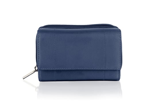 Women's Genuine Leather Purse RFID Blocking Wallet In Navy - Image 5