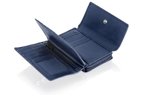 Women's Genuine Leather Purse RFID Blocking Wallet In Navy - Image 6