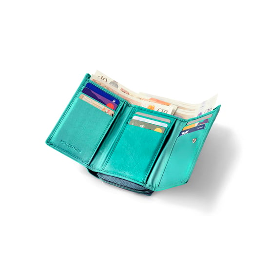 Women’s Genuine Leather RFID Wallet with Card & Coin Pocket in Turquoise - Image 5
