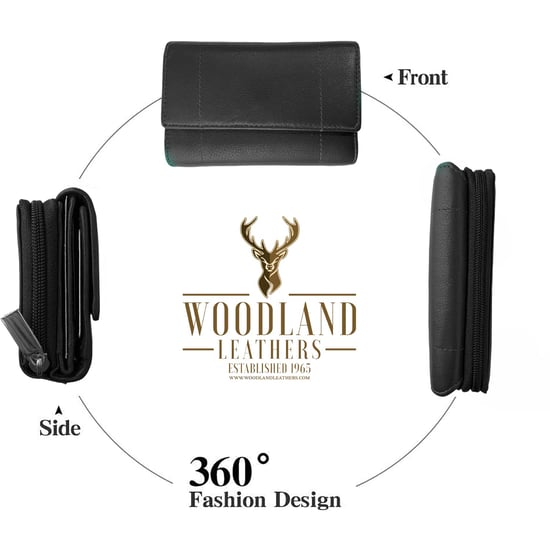 Women's Genuine Leather Purse RFID Blocking Wallet In Black - Image 4