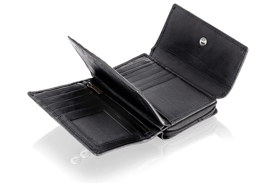 Women's Genuine Leather Purse RFID Blocking Wallet In Black - Image 6