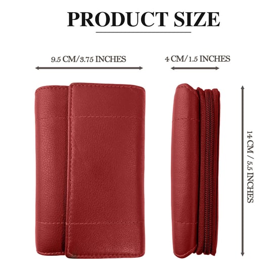 Women's Genuine Leather Purse RFID Blocking Wallet In Red - Image 3