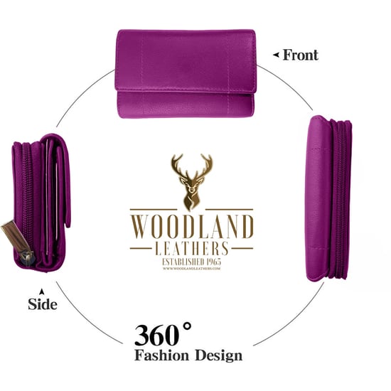 Women's Genuine Leather Purse RFID Blocking Wallet In Fuchsia - Image 4