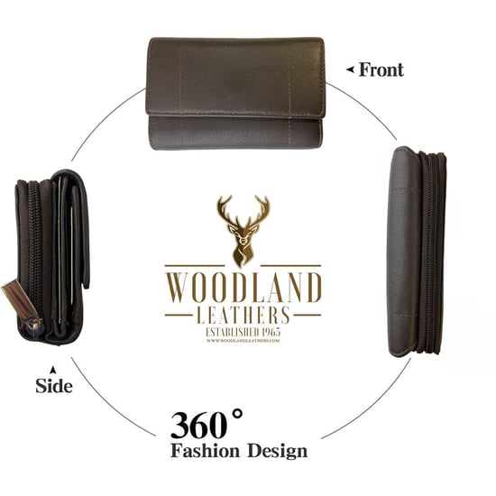 Women's Genuine Leather Purse RFID Blocking Wallet In Brown - Image 4
