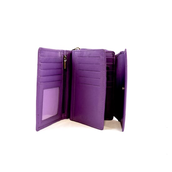 Women's Genuine Leather Purse RFID Blocking Wallet In Purple - Image 4