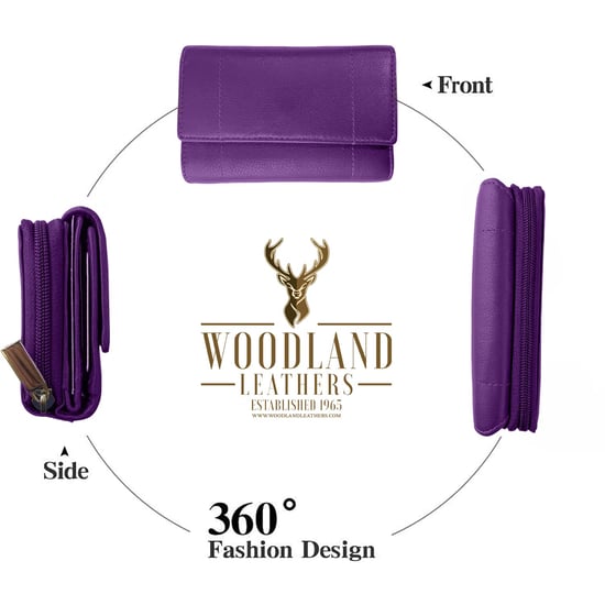 Women's Genuine Leather Purse RFID Blocking Wallet In Purple - Image 6
