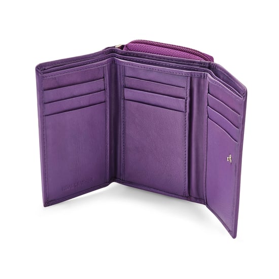 Women’s Genuine Leather RFID Wallet with Card & Coin Pocket in Purple - Image 6