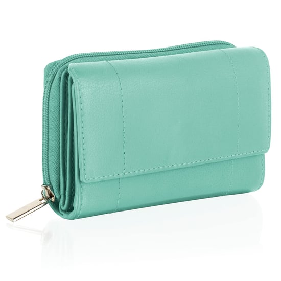 Women's Genuine Leather Purse RFID Blocking Wallet In Turquoise - Image 1