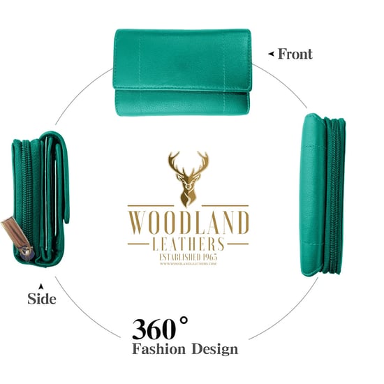 Women's Genuine Leather Purse RFID Blocking Wallet In Turquoise - Image 4