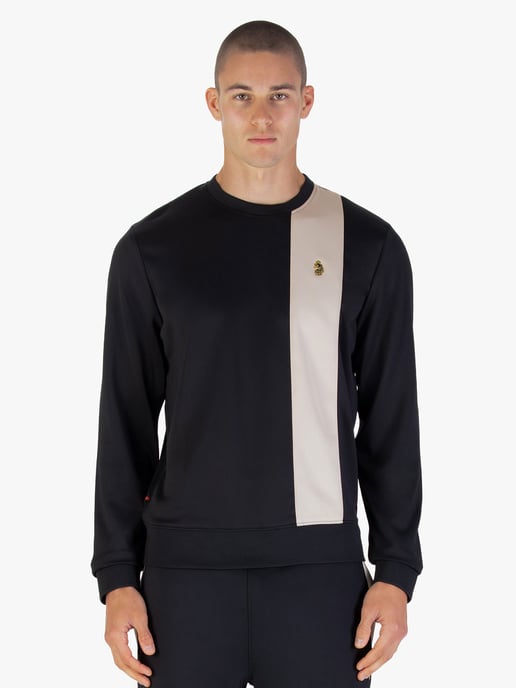 Luke 1977 Mens Latchford Sweatshirt in Black Dark Ecru - Image 2