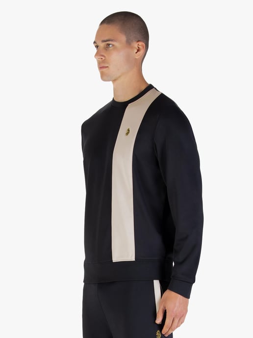 Luke 1977 Mens Latchford Sweatshirt in Black Dark Ecru - Image 3